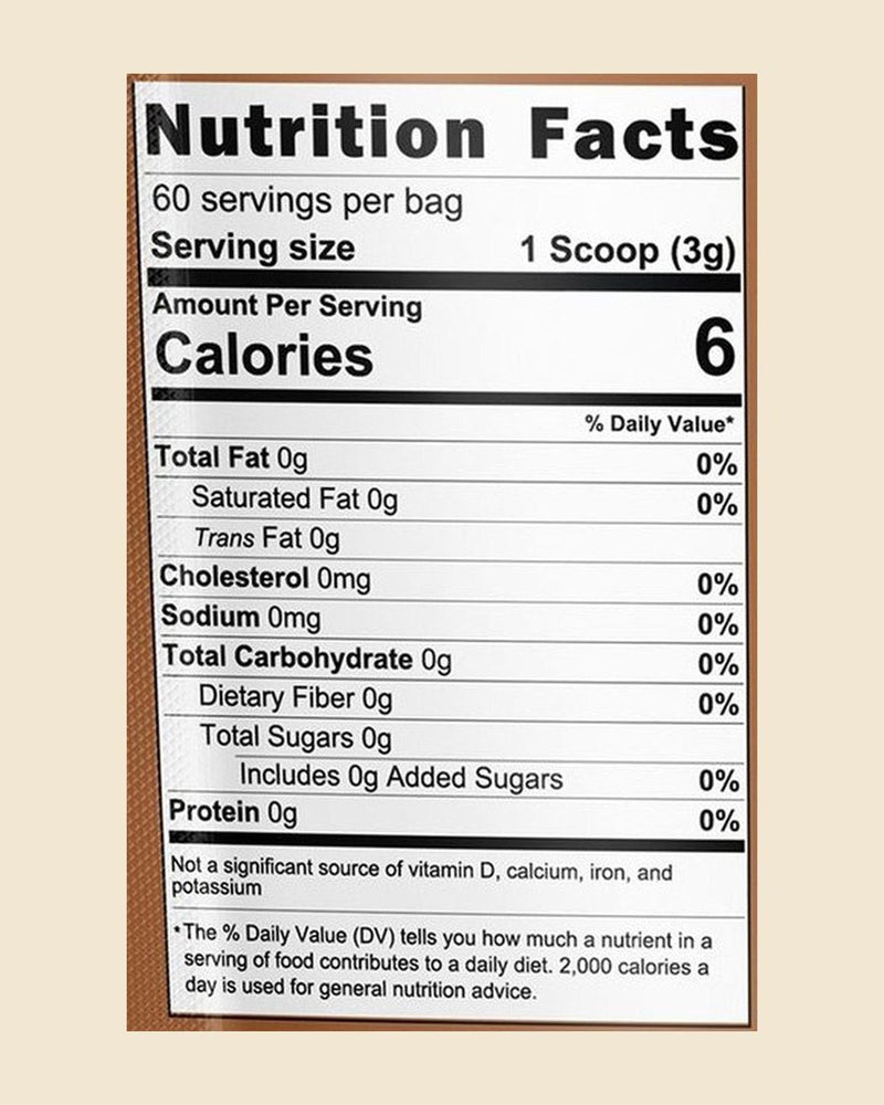 Mushroom Coffee · Low Caffeine Nutrition Facts panel