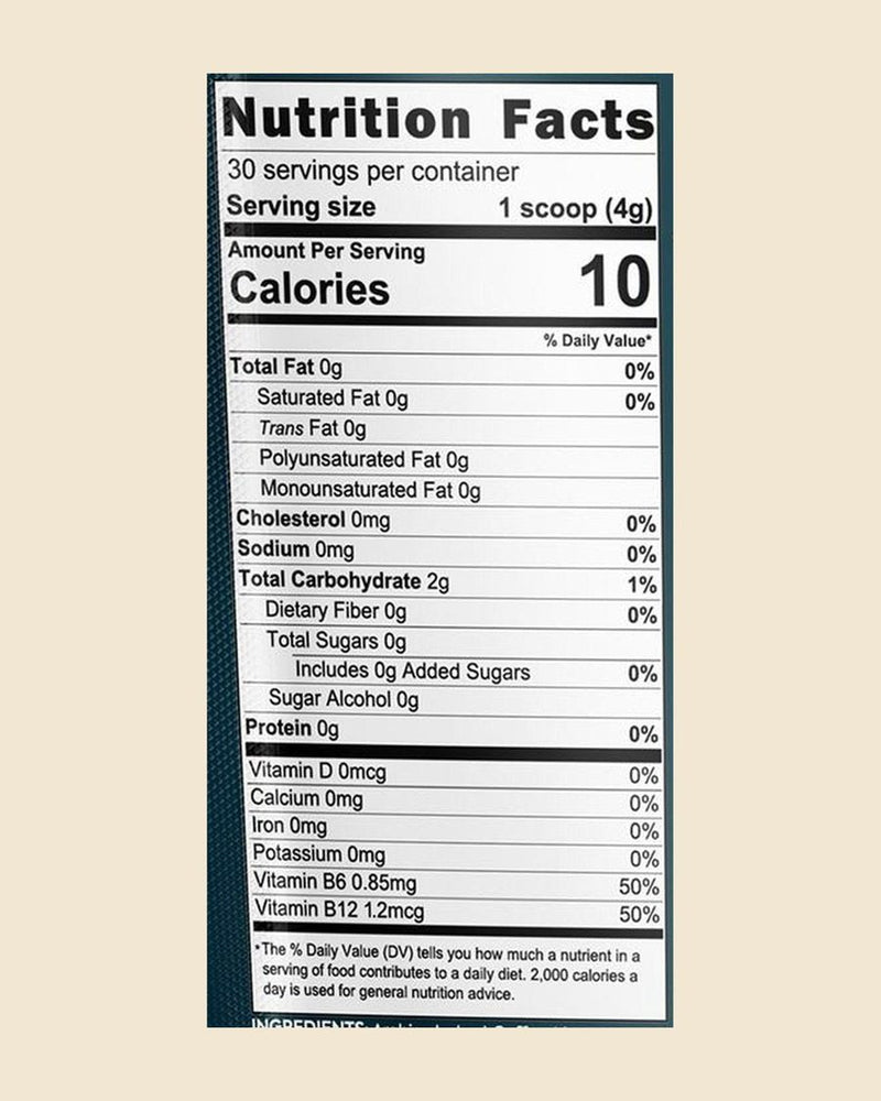 Focus Mushroom Coffee Nutrition Facts panel