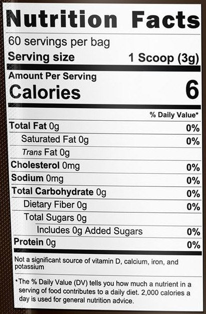 Mushroom Coffee · Regular Nutrition Facts panel