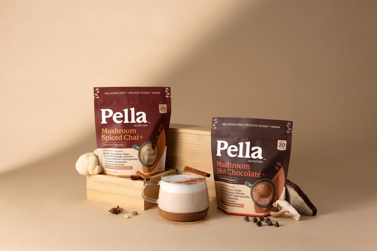 Pella Hot Chocolate and Spiced Chai mugs side by side