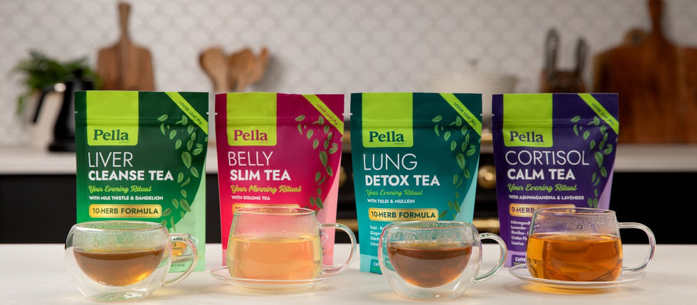 All four Pella loose leaf teas in a row