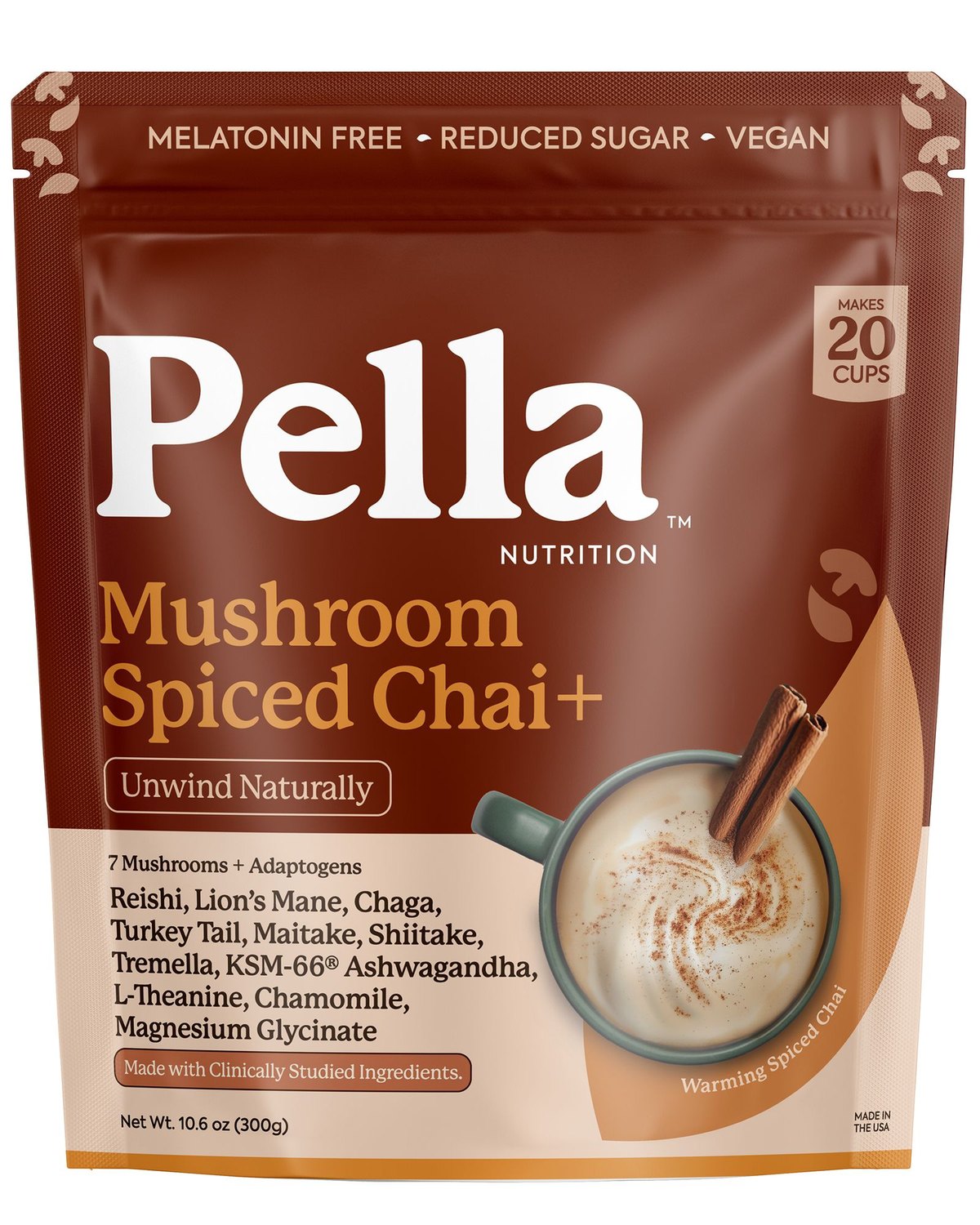 Mushroom Spiced Chai+, front of the bag
