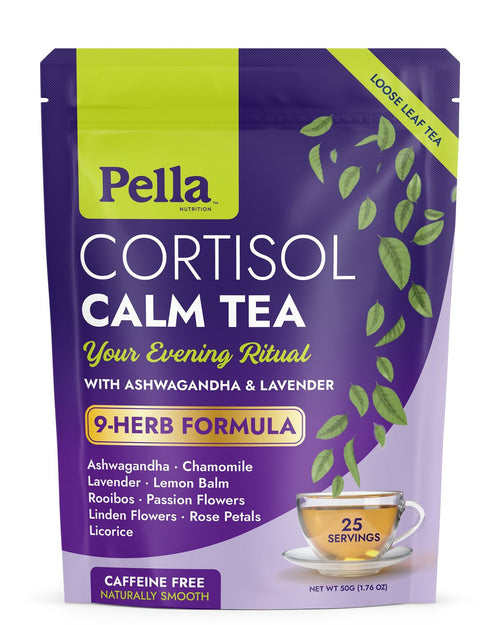 Cortisol Calm Tea, front of the pouch