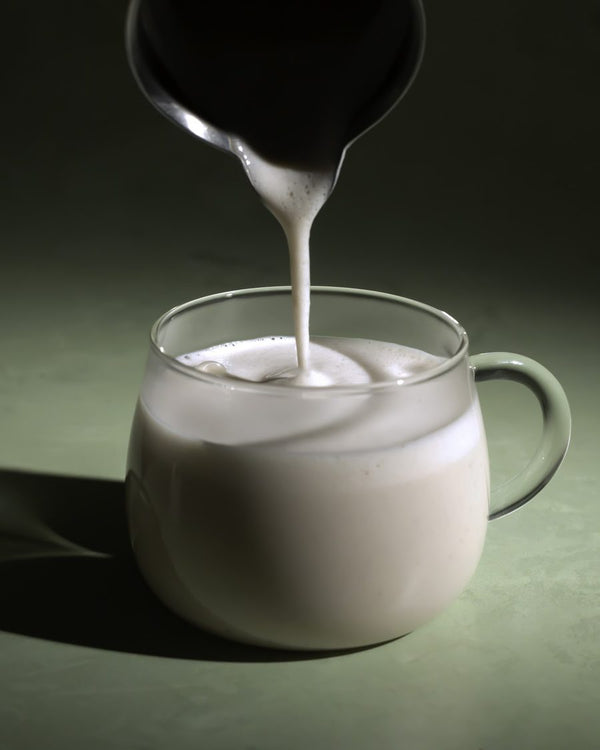 A creamy Pella Spiced Chai latte up close